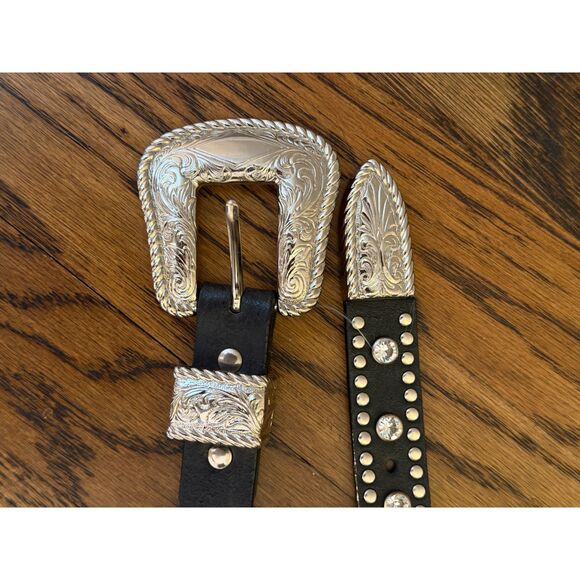 Western Glam Nocona Rhinestone Studded Leather Belt, 41 inch belt main image 3